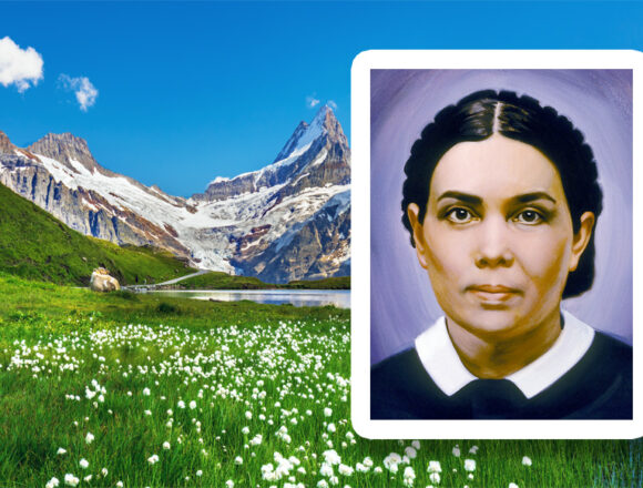 Schöne Aussicht auf die Berner Bergkette oberhalb des Bachalpsees. Beliebte Touristenattraktion. Standort Schweizer Alpen, Grindelwaldtal, Europa. Ellen White Bild