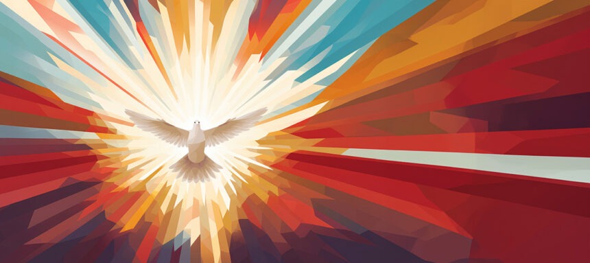 taube Winged dove with copy space, a representation of the New Testament Holy Spirit
