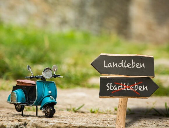 landleben Signposts the direct way to country life versus city life