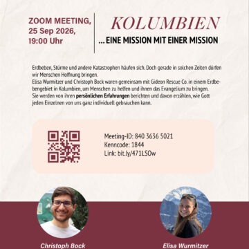 Einladung September KOLUMBIEN … EINE MISSION MIT EINER MISSION – ZOOM MEETING